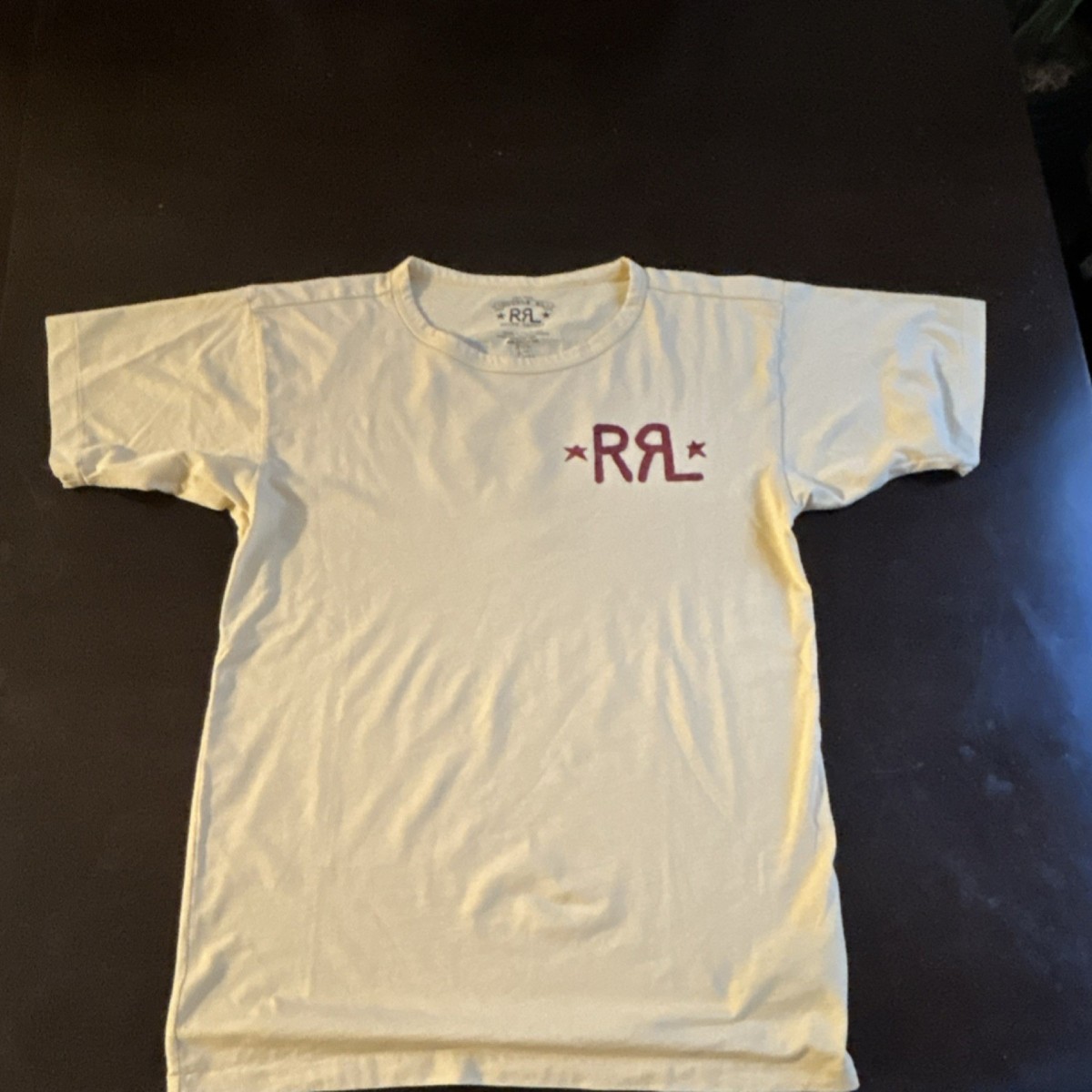 RRL Ralph Lauren Double RL Graphic Logo T-Shirt Beige Cotton Blend RRL Ralph Lauren Double RL Graphic Logo T-Shirt Beige Cotton Blend