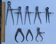 Vintage Lot of 8 Calipers Sampson Union Tool Brown & Sharpe Inside Outside USA