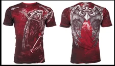 $58 AFFLICTION Red RELINQUISH Short Sleeve Slim Fit Y2K T-shirt NWT
