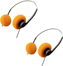 2 Pcs Orange Retro Over-Ear Headphone Vintage Underwire Headphone for Walkman