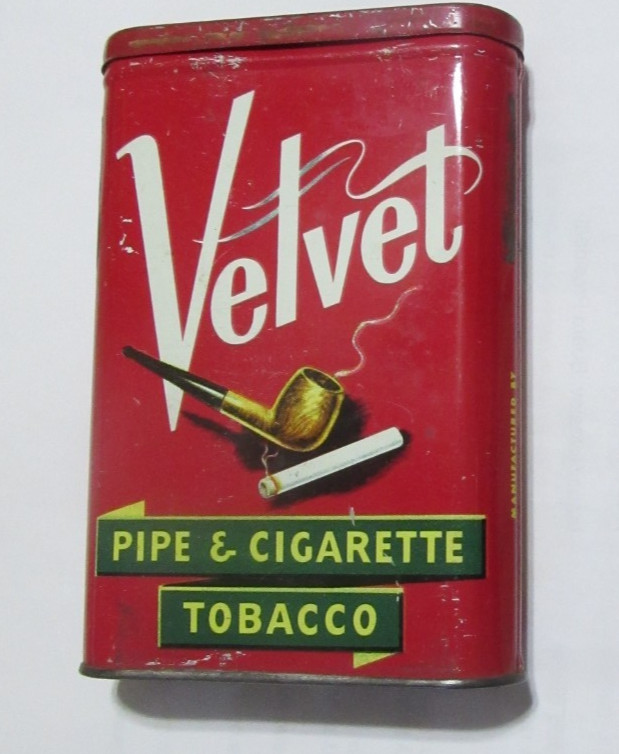 LIGHT COLORED PIPE VELVET VERTICAL POCKET  TOBACCO TIN 📸AS PICTURED