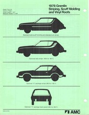 1978 Amc Gremlin Order Guide - Std Equip Options - Original 1978 Amc Gremlin Order Guide - Std Equip Options - Original