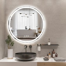 24''/28''/32'' Round LED Bathroom Mirror Dimmable Wall Vanity Mirror Anti-Fog