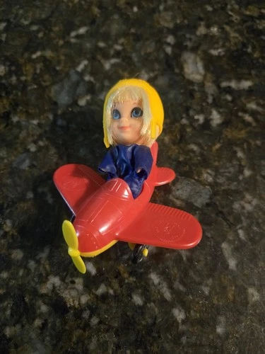 Vintage Mattel Liddle Kiddles WINDY FLIDDLE Doll, Jumpsuit Helmet And Airplane