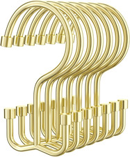 Shower Curtain Hooks, 12 Pcs Shower Curtain Rings, Durable Gold Shower Curtain H
