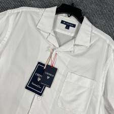 Cremieux Shirt Mens Large White Short Sleeve Button Up Loop Collar Beach New
