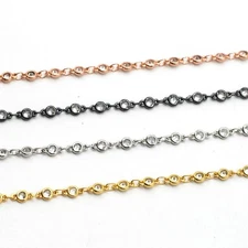 1Foot 18K Gold Plated Glass Round Beads Chain GADW507