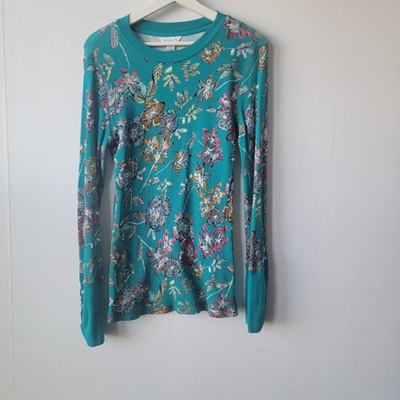 #ad Sundance women#x27;s crewneck thermal shirt size M in floral pattern velvet trimmed $27.99