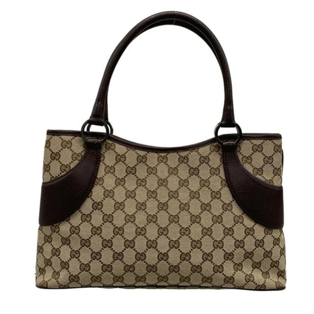 GUCCI Tote Bag GG Pattern Beige Dark Brown Leather Used 113015 Women thumbnail 4