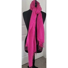 Large Fuchsia Pink Pashmina Wrap Shawl Scarf Fringe Soft Rectangle