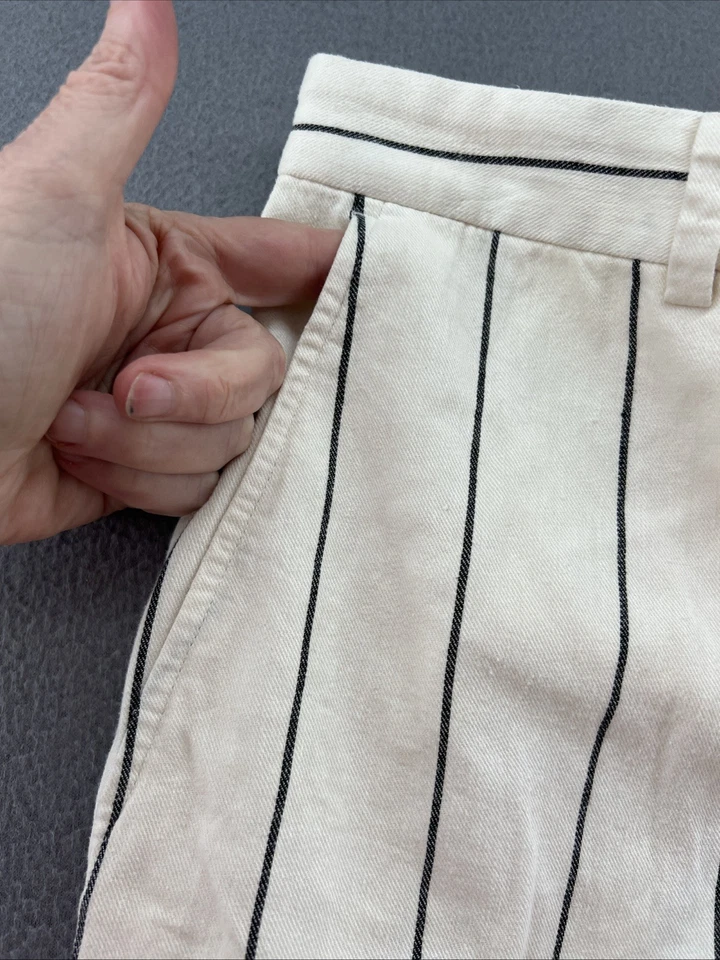 Lauren Ralph Lauren Pants Womens Sz 16 White Black Stripe Linen Wide Leg - Image 2 of 4
