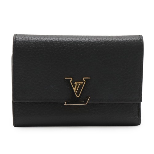 LOUIS VUITTON Portefeuille Capucine Trifold Wallet Taurillon Leather Noir 608543