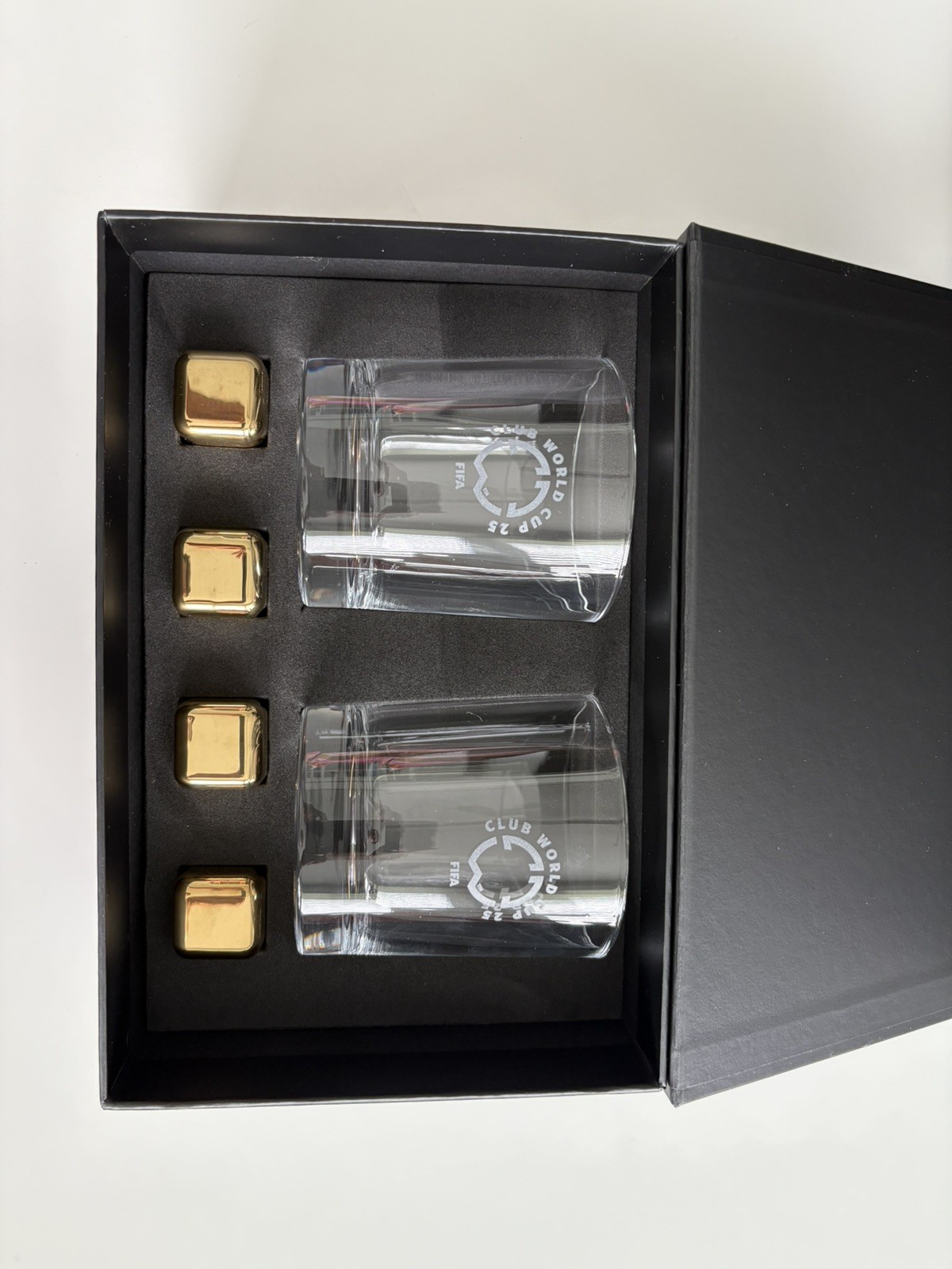 Copa Mundial de Clubes de la FIFA 2025 VIP Regalo Oficial Hospitalidad Vasos de Whisky y Cubito de Hielo