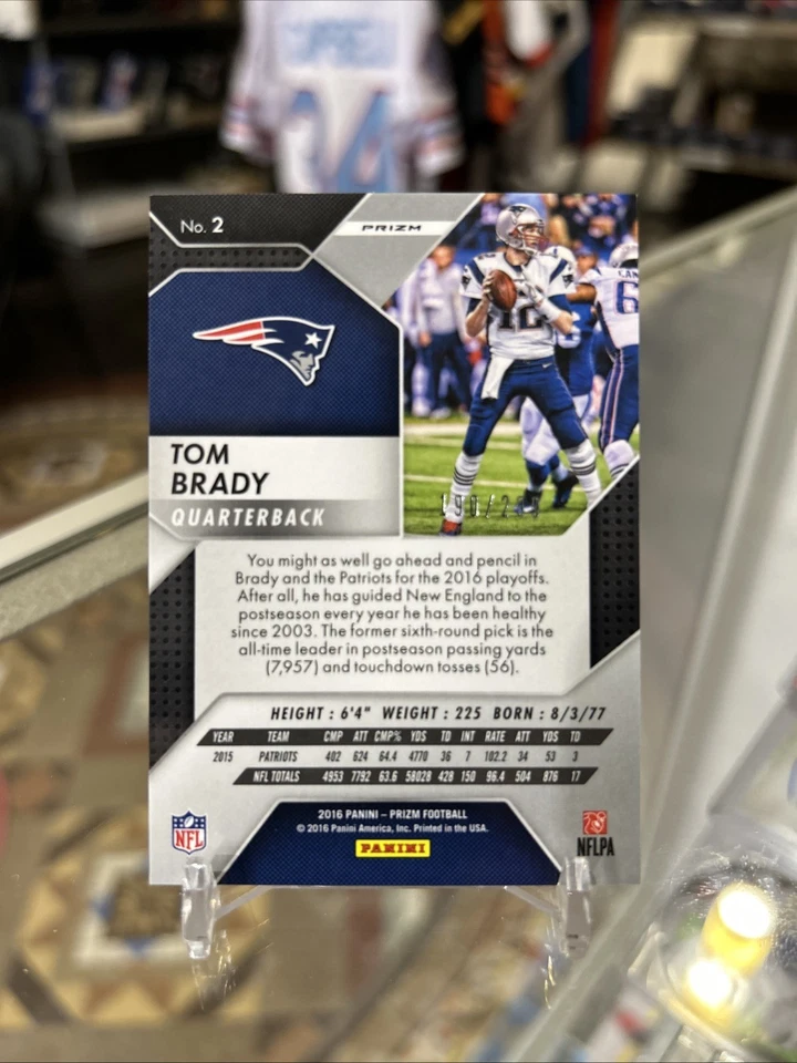 2016 Panini Prizm #2 Tom Brady Orange Prizm Parallel SP /299 Patriots GOAT!!! - Image 2 of 2