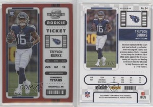 2022 Panini Contenders Optic Ticket Red Prizm /175 Treylon Burks #94 Rookie RC