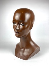 Vintage Mannequin Head Wig Form Fiberglass Painted Eyes Bust Black Female Model