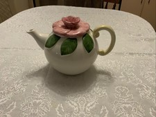 Vintage ELPA Alcobaca Flower Large Teapot, Portugal Pottery Garden Gate