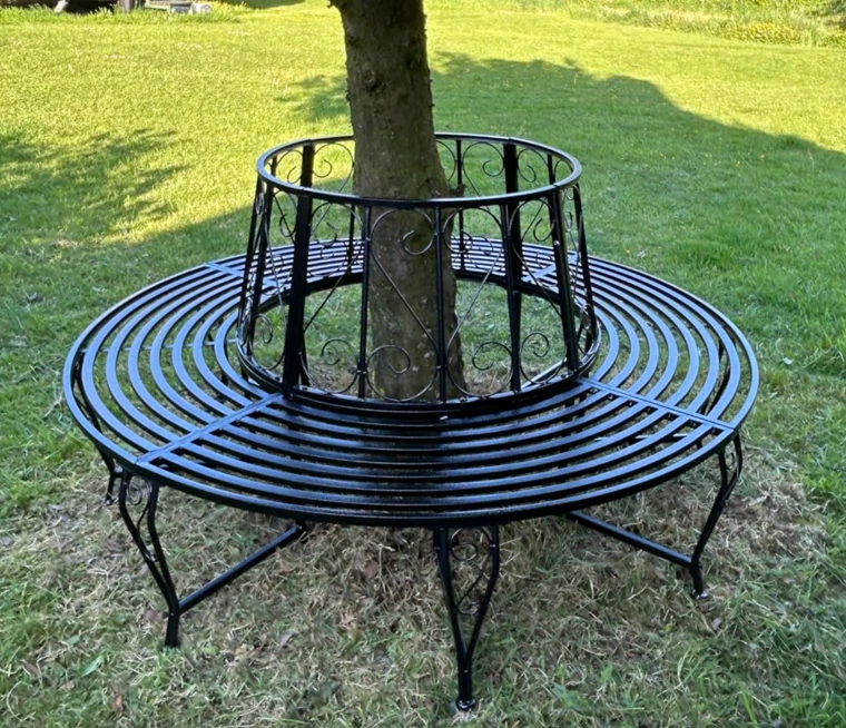 Panchina circolare in alluminio nero ≡ Panchina