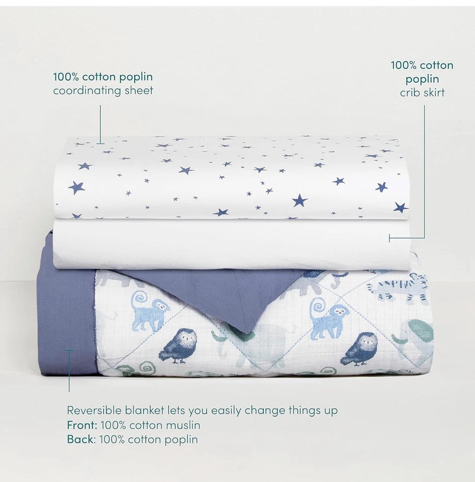 Комплект постельного белья для кроватки из 3 предметов Aden + Anais Essentials, Time to Dream - Изображение 3 из 4