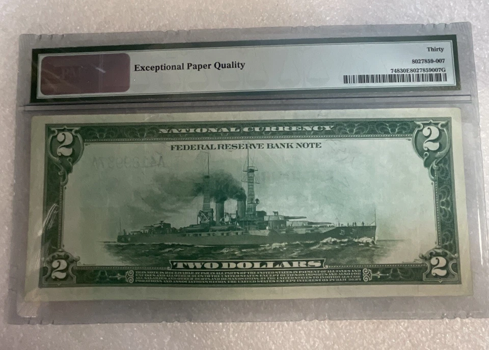 1918 $2 Boston Battleship PMG 30 EPQ Teehee Burke Willett Morss FR 748 - Image 2 of 4