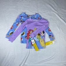 Disney Lot Of 2 Sweatshirt Girls Tall 5 Purple Blue Princess Graphics Pullover