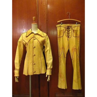 Vintage 70'S North Beach Leather Hand Painted Jacket Pants Vintage 70'S North Beach Leather Hand Painted Jacket Pants