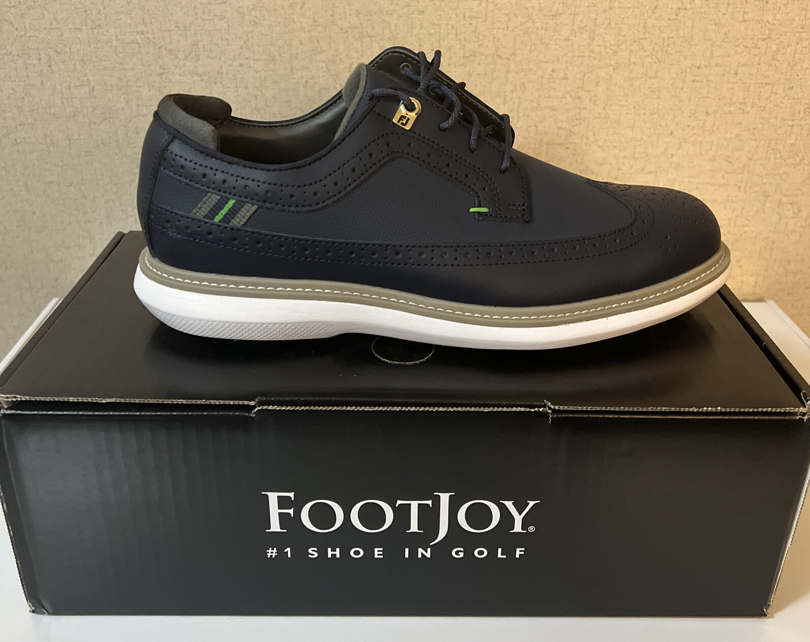 FootJoy Men Traditions Navy/Gray/Green Spiked Golf Shoes 57911 Size-9.5 Wysoka jakość niska cena