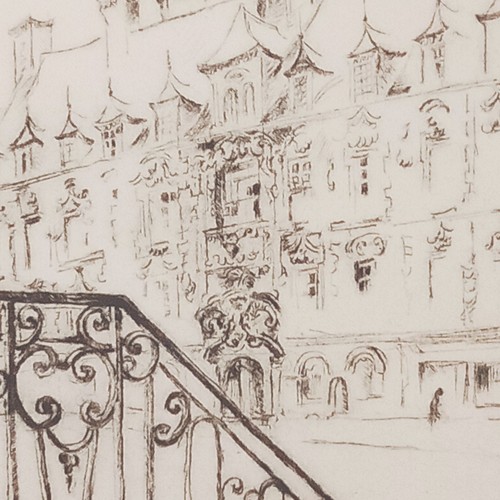 Grand Place Lille 1974 Eau-forte 6/50 Signée Michelle DEQUEKER 1933 2016 48x55cm - Imagen 6 de 12