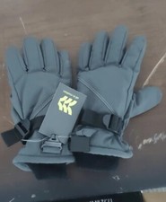 All In Motion Youth Snow Gloves Size 4 To 7 Grey Waterproof Clips Wrist Strap