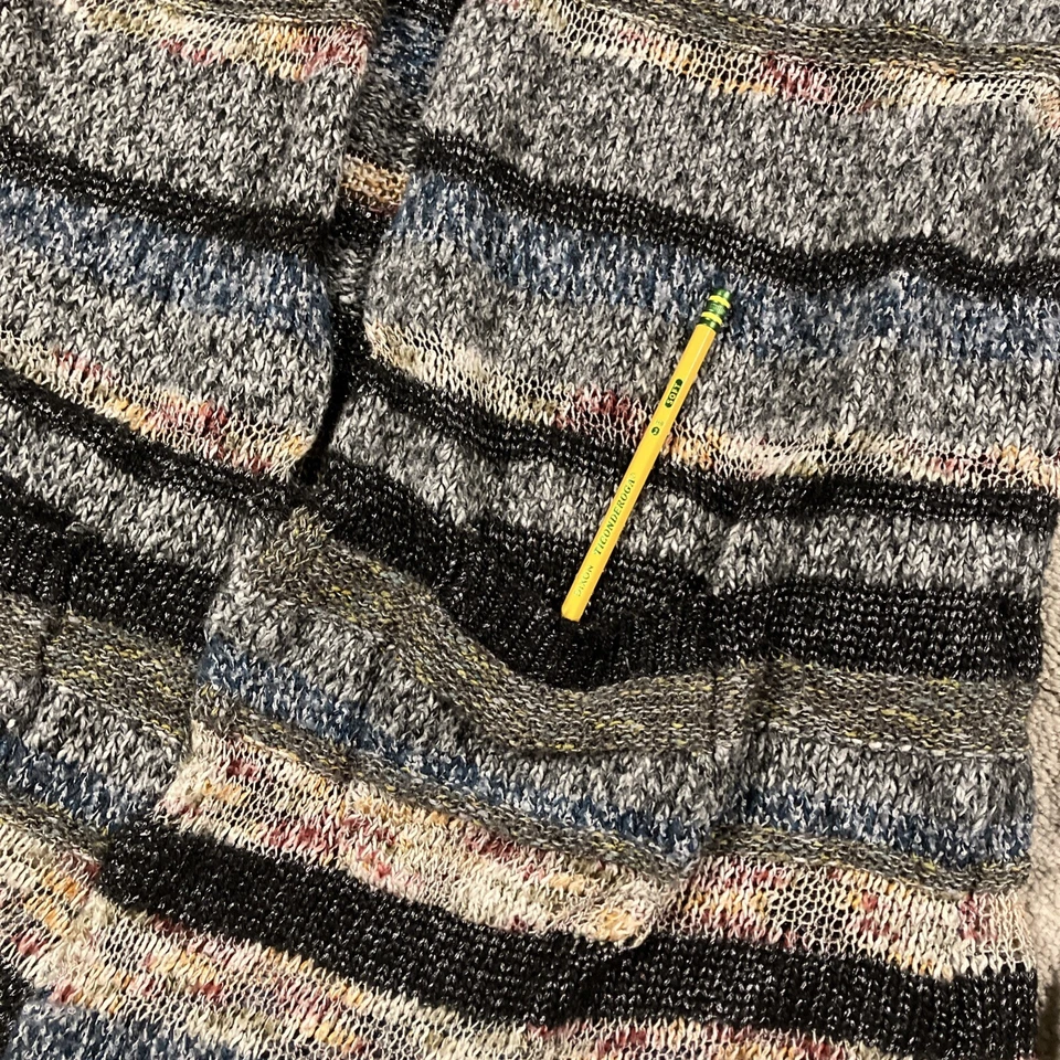 Cárdigan de mezcla de lana a rayas tallado con volantes para mujer 1X suéter grande jaspeado Cabincore mamá Foto 3 de 4