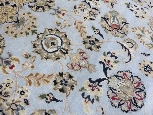 6 x 9'1 Hand Knotted Light Blue Fine Nain With Silk Oriental Rug G14768 - Picture 6 of 12