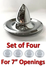 New Set of 4 Chevrolet Rally Wheel Chrome Bullet Center Hubcaps Hot Rod Rat Rod