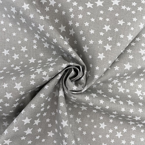 Weihnachten weiße Sterne auf grauem Bastelstoff 100 % Baumwolle Material 140 cm -55" breit - Bild 2 von 5