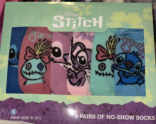 Disney Stitch 6 Pair Kids No Show Socks Size S 6-10 1/2