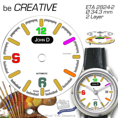 CREATIVE DIAL FOR MOVEMENT ETA 2824-2, SW 220, 2 LAYER Dial, Ø 34.3 mm ...