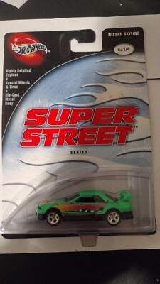 2002 Hot Wheels 100% Super Street Series MOC 1:64 Green Nissan Skyline 1/4