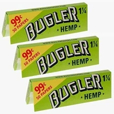 Bugler Green Hemp Cigarette Rolling Papers 1 1/4 (78mm) - 3 Pack