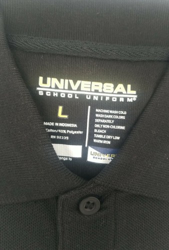 School Uniform Long Sleeve Collared Polo. Universal Brand. Size Large. NWT Black - Picture 2 of 10