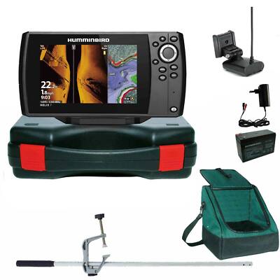 Humminbird Echolot GPS Plotter mit Geber - Helix 7 Chirp GPS SI G4 Portabel Mast