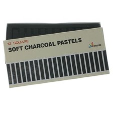 Inscribe 12 Piece Square Soft Charcoal Pastels for Drawing & Sketching
