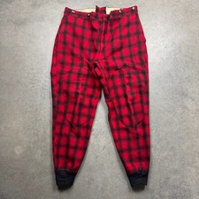 Vintage Woolrich Buffalo Hunting Pants Mens 36 Red Preowned Plaid Wool Outdoor