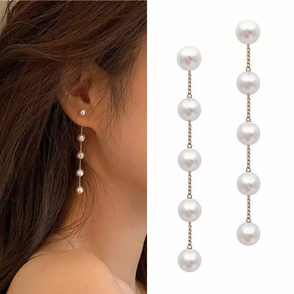 Pearl Long Tassel Dangle Earrings – Enumu