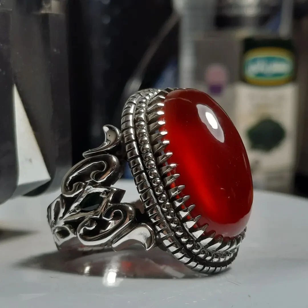 Xmas Gift New Year Gift Yemeni Aqeeq Akik Haqeeq Sterling Silver