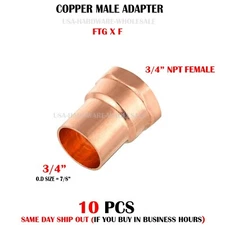 3/4" FTG x 3/4" Female NPT Threaded Street Copper Adapter LEAD FREE ( 10 PCS )