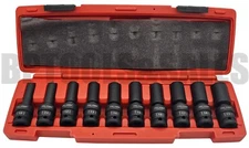 10pc 1/2" DR Universal Swivel Deep Impact Socket Set (METRIC) PRO Radius 10-19mm