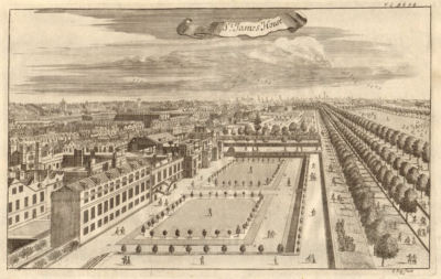 ''St James's House'' (St James's Palace) & The Mall, London. STOW/STRYPE 1720