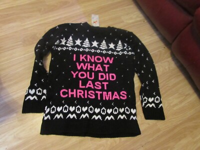 LADIES CHRISTMAS THEMED JUMPER I KNOW WHAT YOU DID LAST CHRISTMAS SIZE S/M BY ER