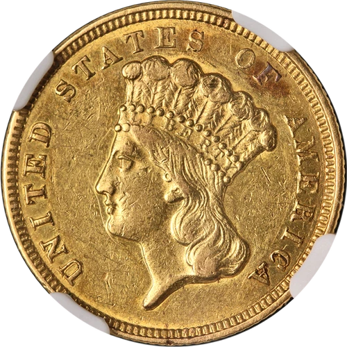 1854-O Indian Princess Gold $3 NGC AU55 Key Date Nice Eye Appeal Strong Strike