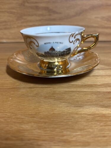 Vintage Bavaria Germany Gold Tea Cup & Saucer Set Demitasse