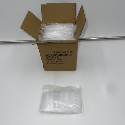 LDPE Zip-Lock Bags 2  X 2  2mil Clear 1,000 Pcs